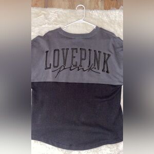 PINK Victoria's Secret Gray and Black Color-Block Hoodie